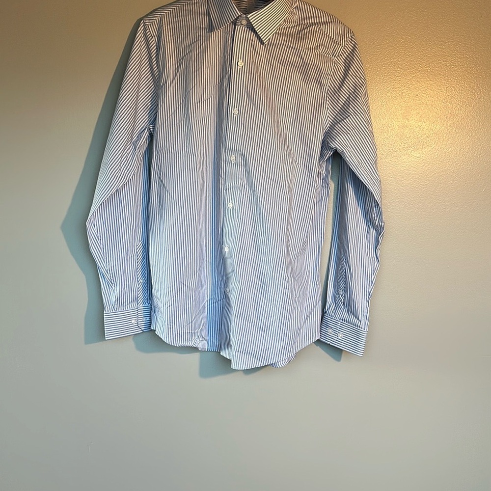 Men's Blue Striped Shirt New Medium
